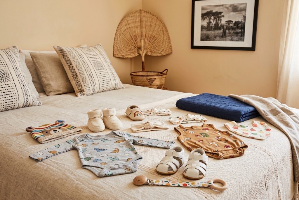artcle les minidoux douala featured image de vetements de bebe etales sur un lit dans une chambre bien decoree