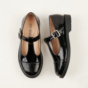 chaussures noir t strap solide pour ecoliere