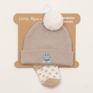 ensemble deux piece bonnet chaussettes cotton de qualite pour bebe