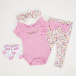 ensemble quatre pieces mignon en coton pour bebe fille