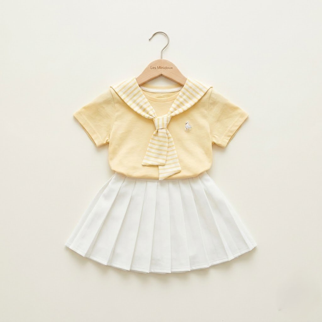 ensemble style marin coloris blanc beige pour fille ensemble style marin coloris blanc beige pour fille