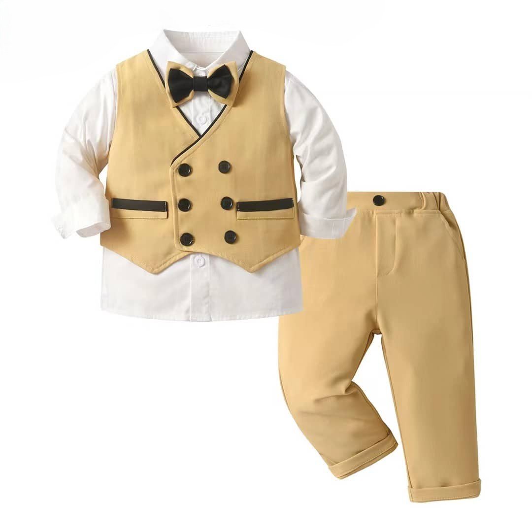 ensemble vetement garcon marron trois pieces pantalon chemise jacket noeud papillon ensemble vetement garcon marron trois pieces pantalon chemise jacket noeud papillon
