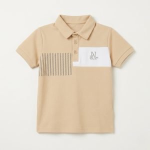 polo shirt beige en coton pour enfant garcon