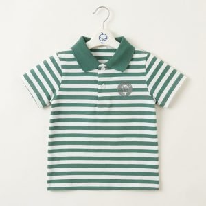 polo shirt en coton avec raillure verte vetement garcon