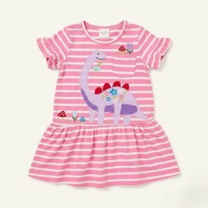 robe coton a raillure rose motif dessin