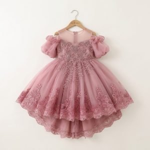 robe de ceremonie haute couture vieux rose