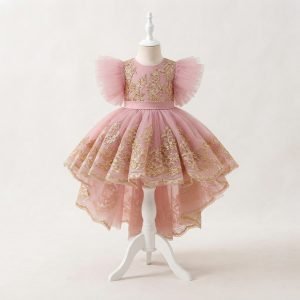 robe de ceremonie vieux rose broderies dorees boutique les minidoux